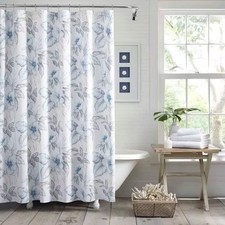 72-inch Tropical Botanical Floral Shower Curtain in 100-Percent Cotton Fabric — custom printed polyester bath curtain