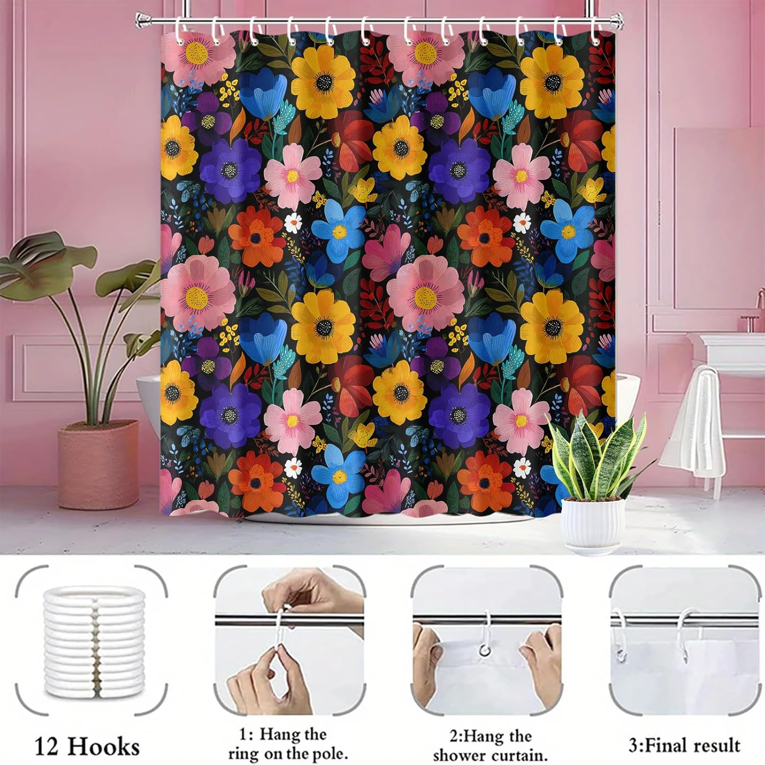 Custom Printed Bath Curtain — custom printed polyester bath curtain detail view