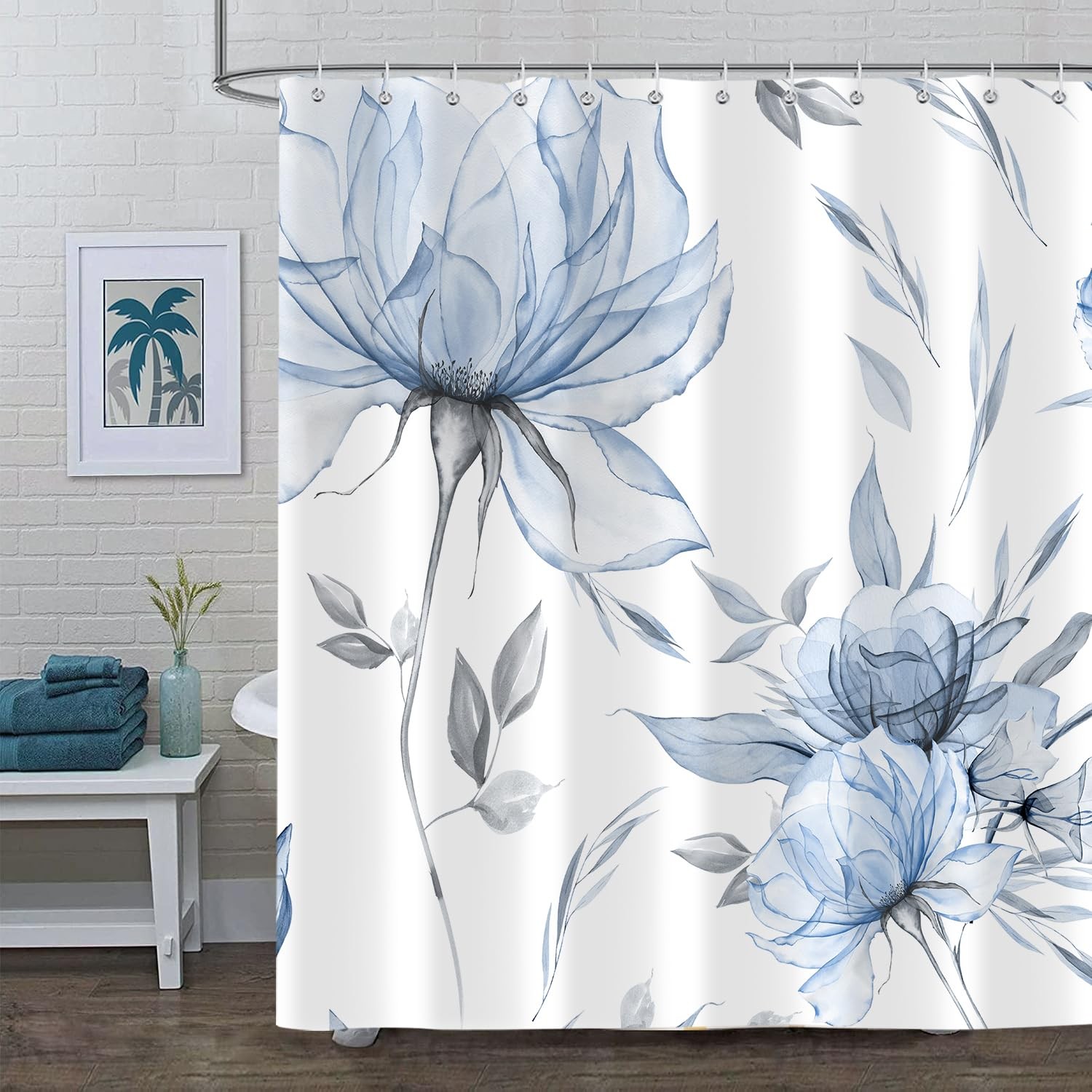 Custom Printed Bath Curtain — custom printed polyester bath curtain detail view