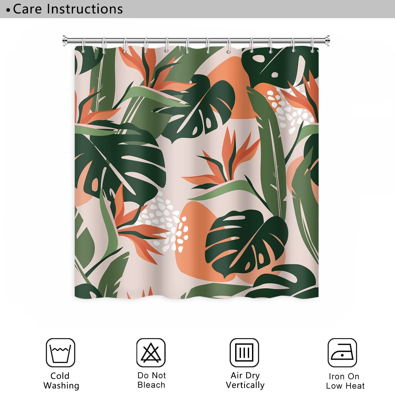 Custom Printed Bath Curtain — custom printed polyester bath curtain detail view