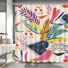 Boho Floral Shower Curtain Colorful Bohemian Flowers Bath Curtain — custom printed polyester bath curtain