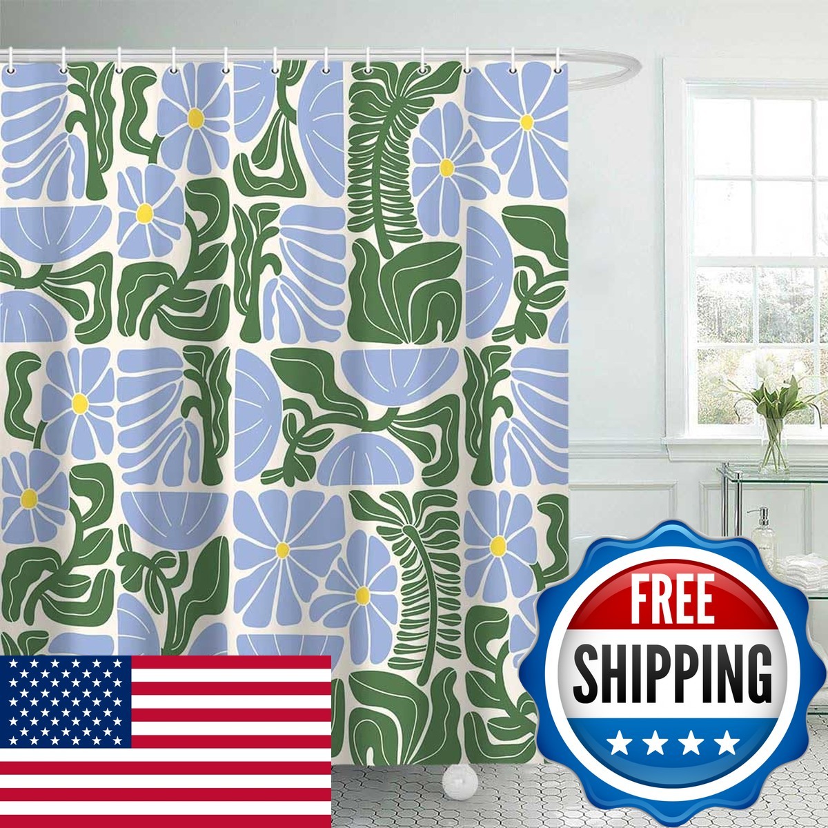 Custom Printed Bath Curtain — custom printed polyester bath curtain