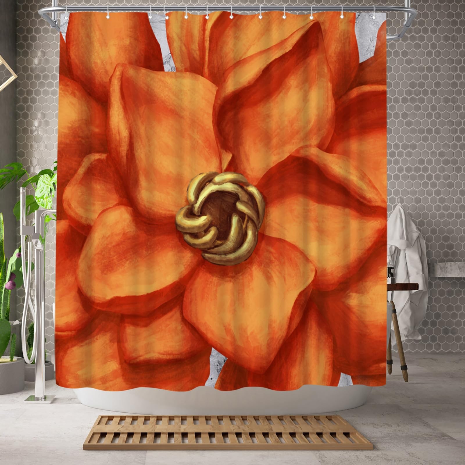 Custom Printed Bath Curtain — custom printed polyester bath curtain detail view