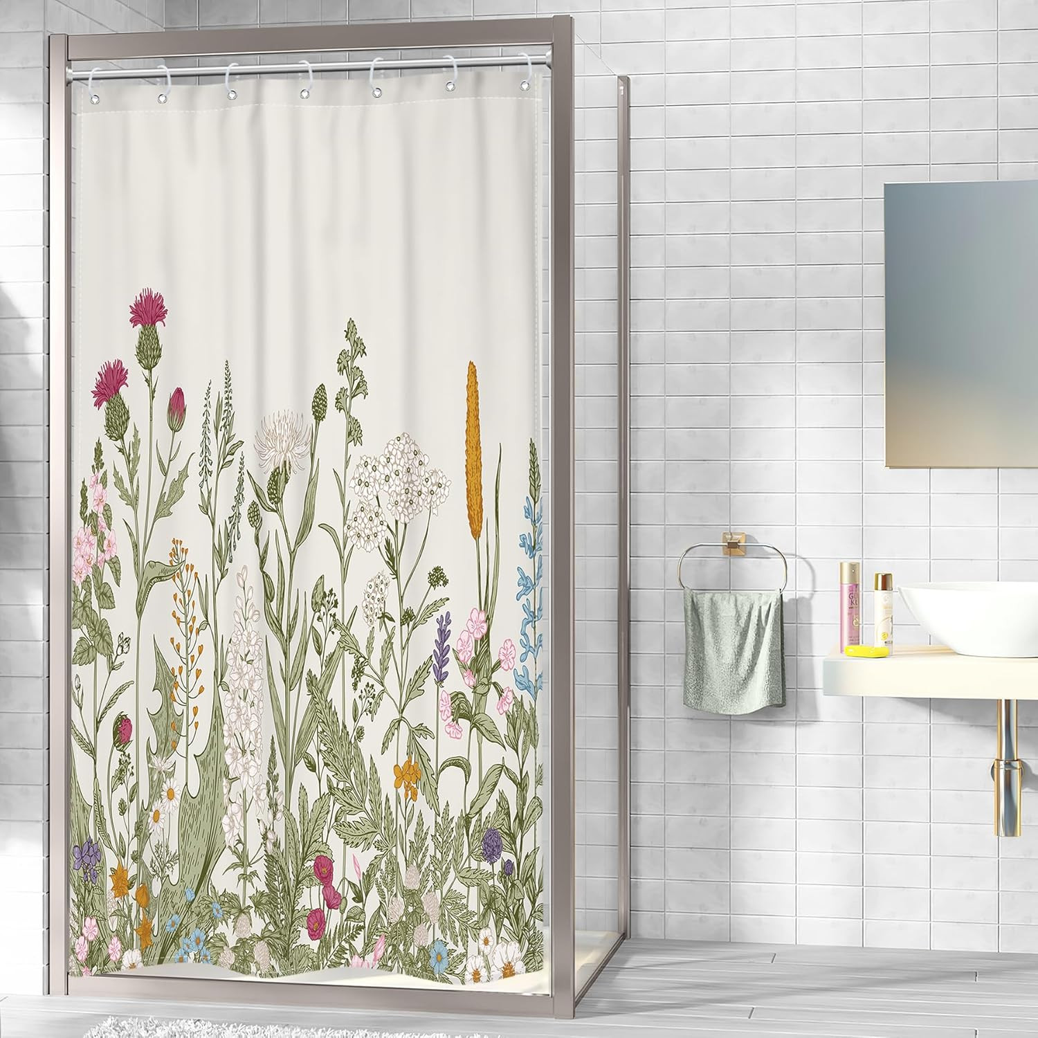 Custom Printed Bath Curtain — custom printed polyester bath curtain detail view