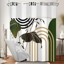 No Hook Boho Shower Curtain with Snap in Liner Set, 71X74 Inch — custom printed polyester bath curtain