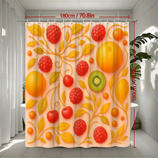 Vibrant Fruit Shower Curtain for Bright Bathroom Decor — custom printed polyester bath curtain