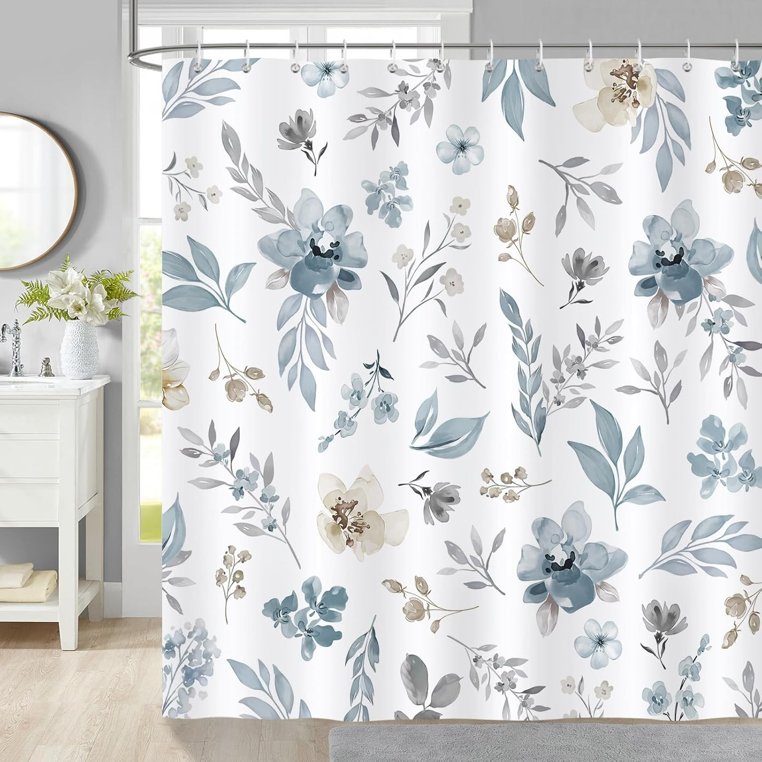 Custom Printed Bath Curtain — custom printed polyester bath curtain detail view