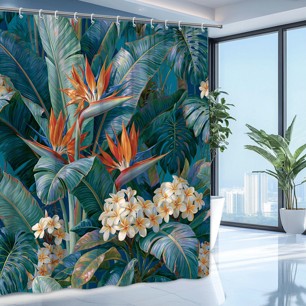 Custom Printed Bath Curtain — custom printed polyester bath curtain detail view