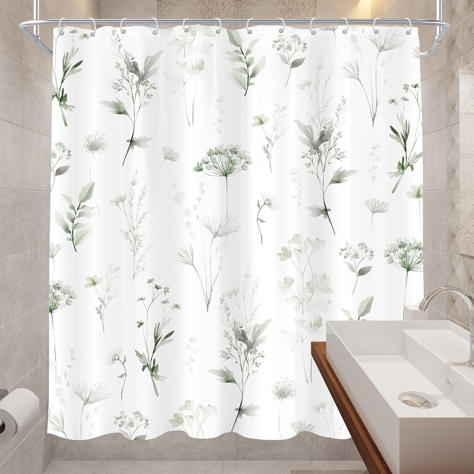 Custom Printed Bath Curtain — custom printed polyester bath curtain detail view