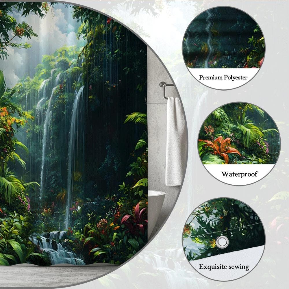Custom Printed Bath Curtain — custom printed polyester bath curtain detail view