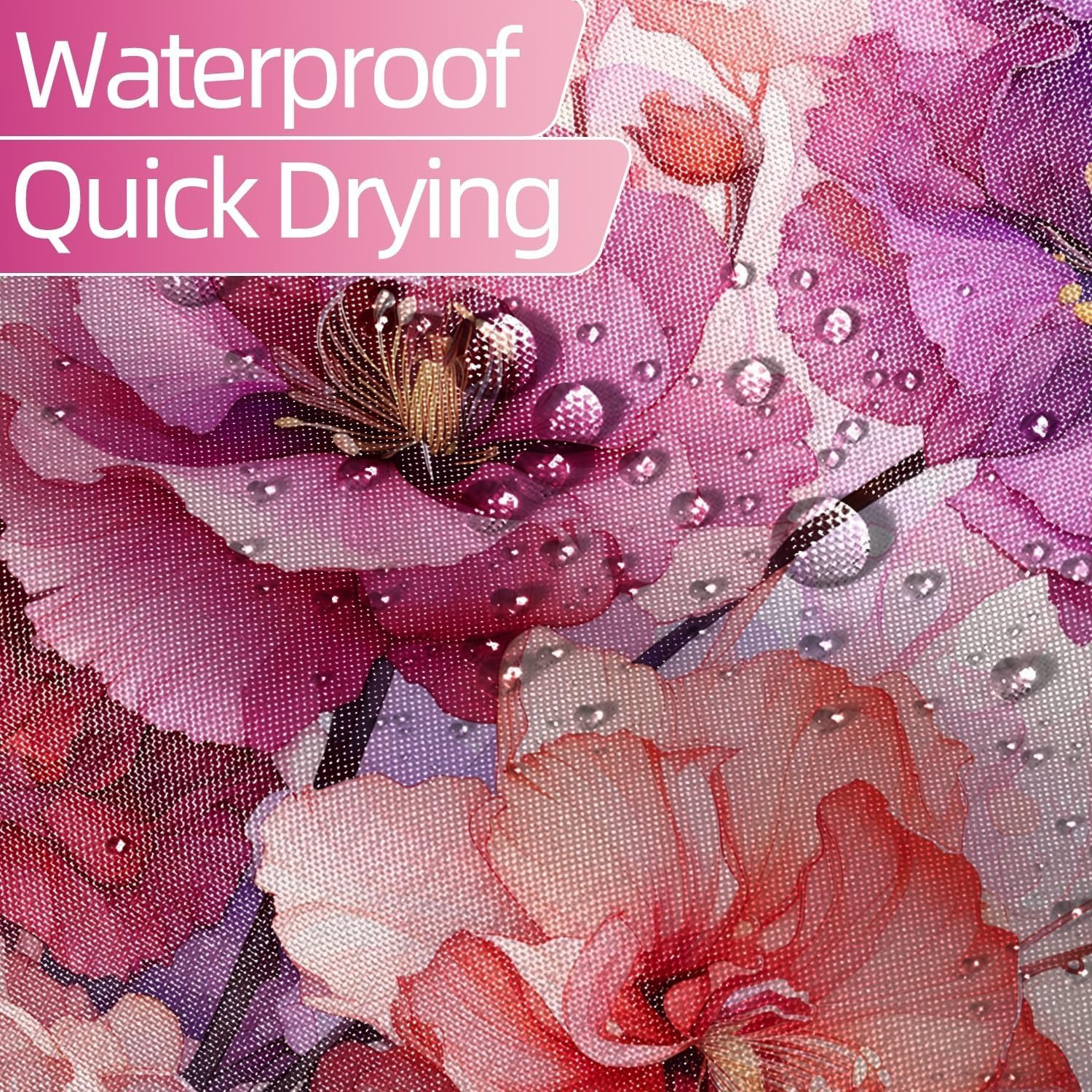 Custom Printed Bath Curtain — custom printed polyester bath curtain detail view