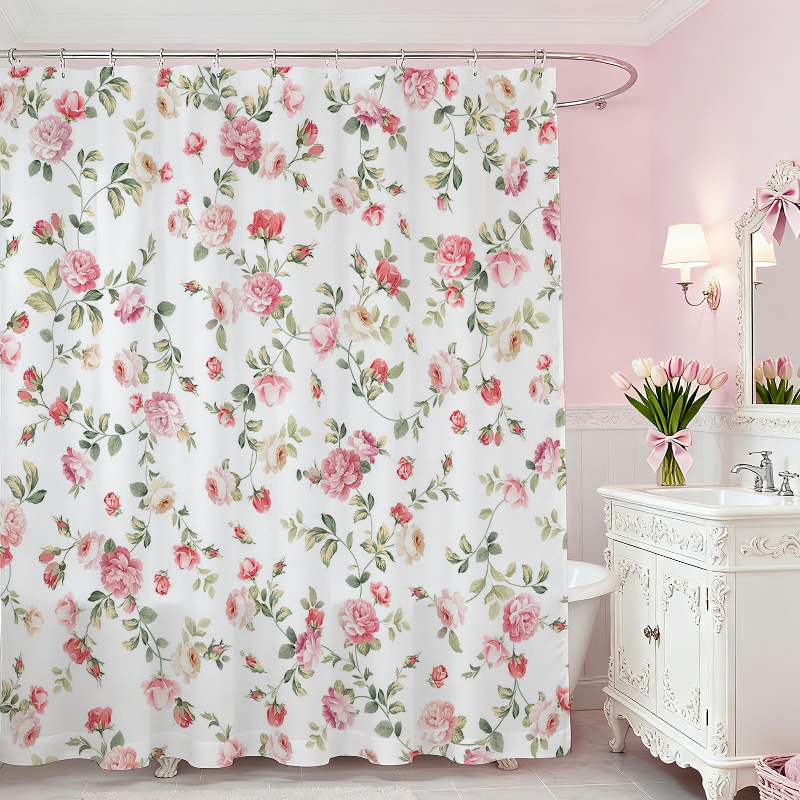 Custom Printed Bath Curtain — custom printed polyester bath curtain detail view