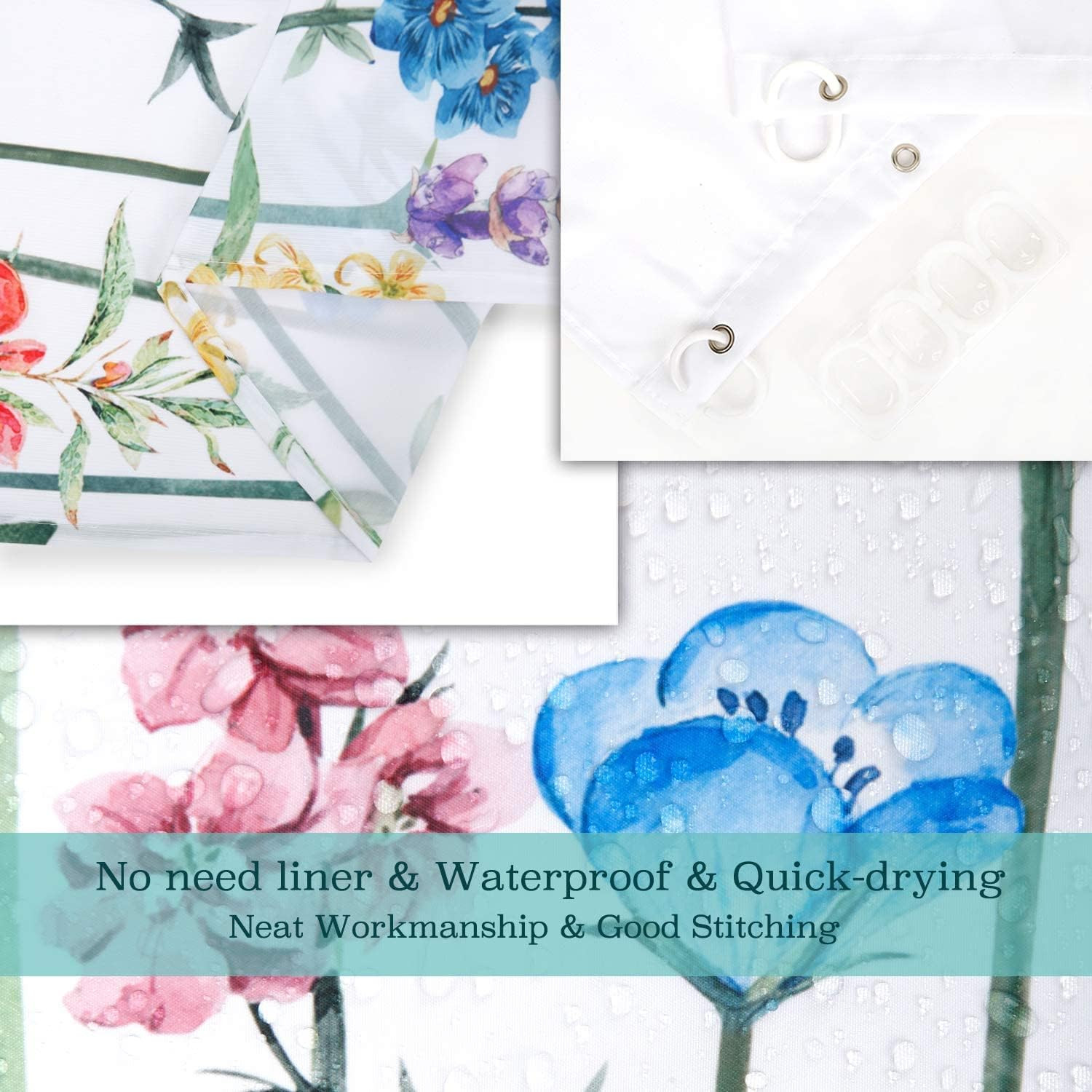 Custom Printed Bath Curtain — custom printed polyester bath curtain detail view