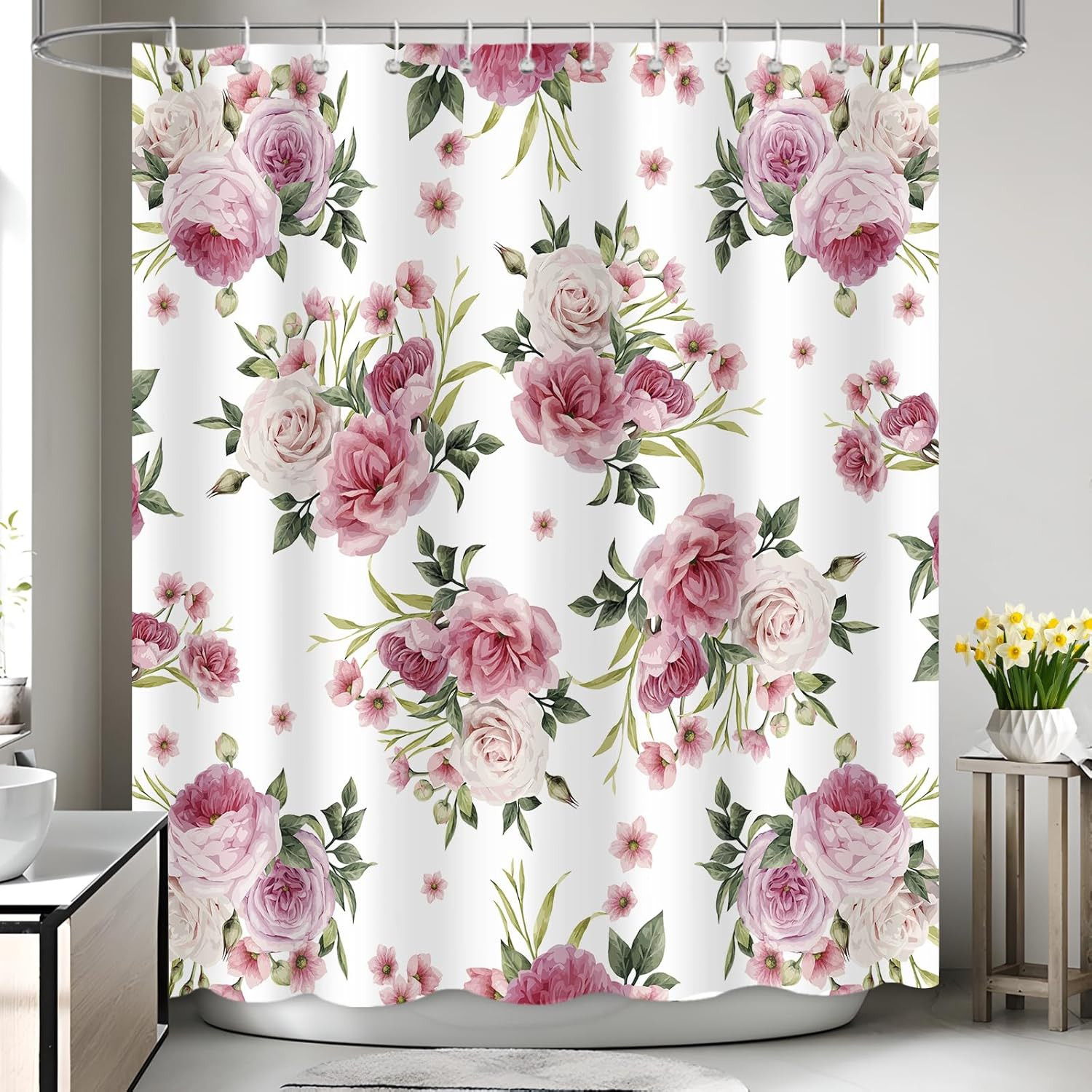 Custom Printed Bath Curtain — custom printed polyester bath curtain detail view
