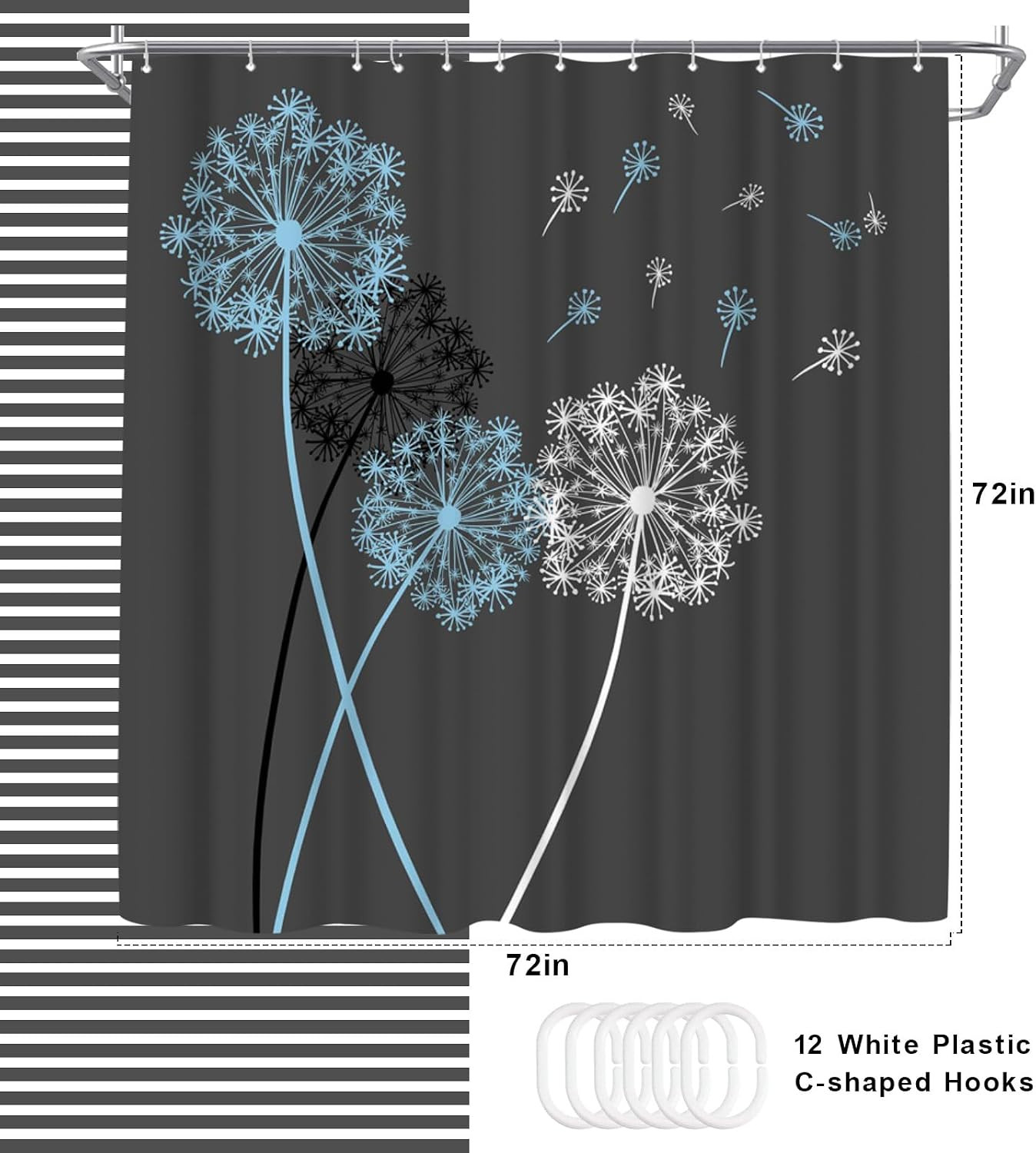 Custom Printed Bath Curtain — custom printed polyester bath curtain detail view