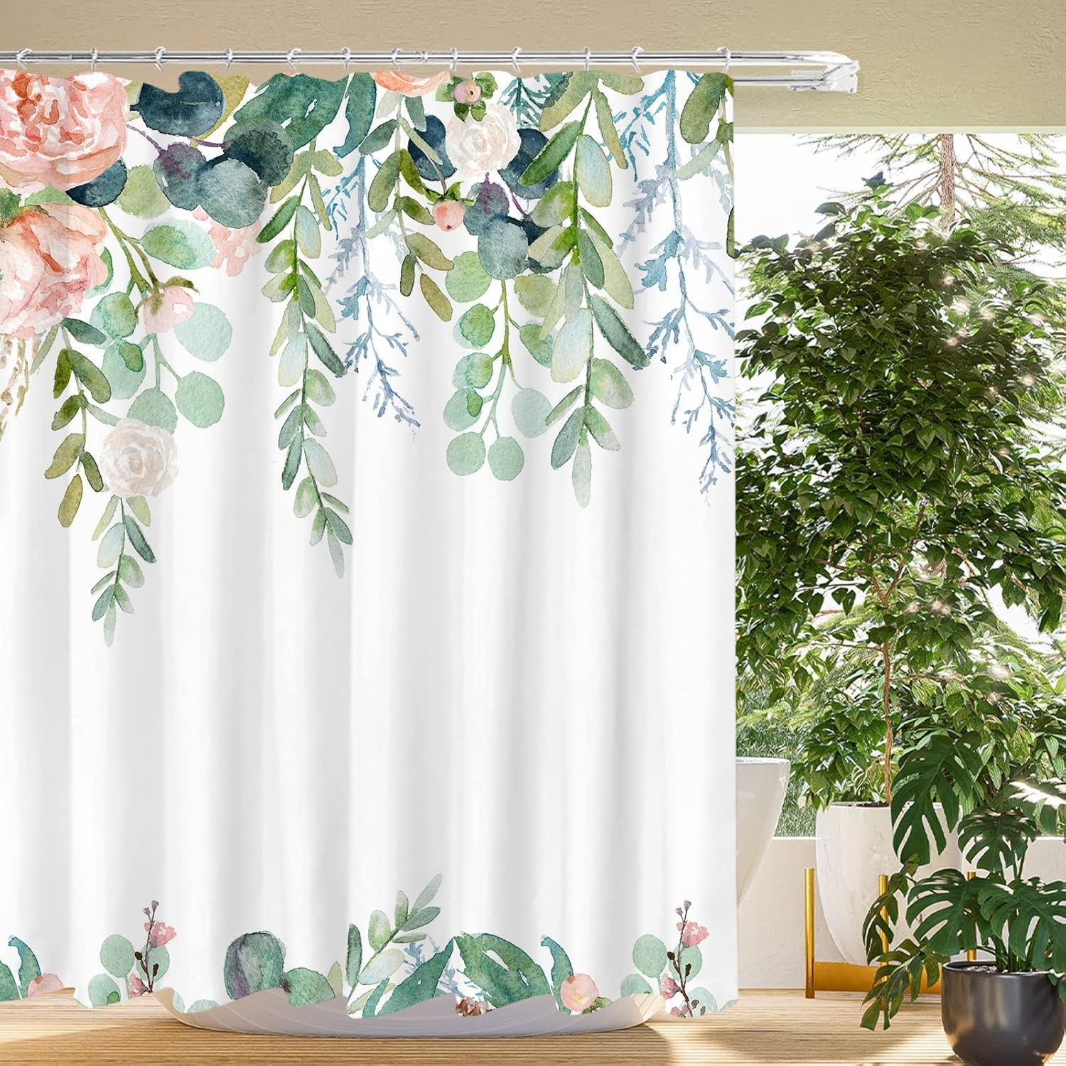 Custom Printed Bath Curtain — custom printed polyester bath curtain detail view