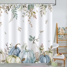 Fall Pumpkin Shower Curtain for Bathroom Decor Autumn Harvest Thanksgiving — custom printed polyester bath curtain