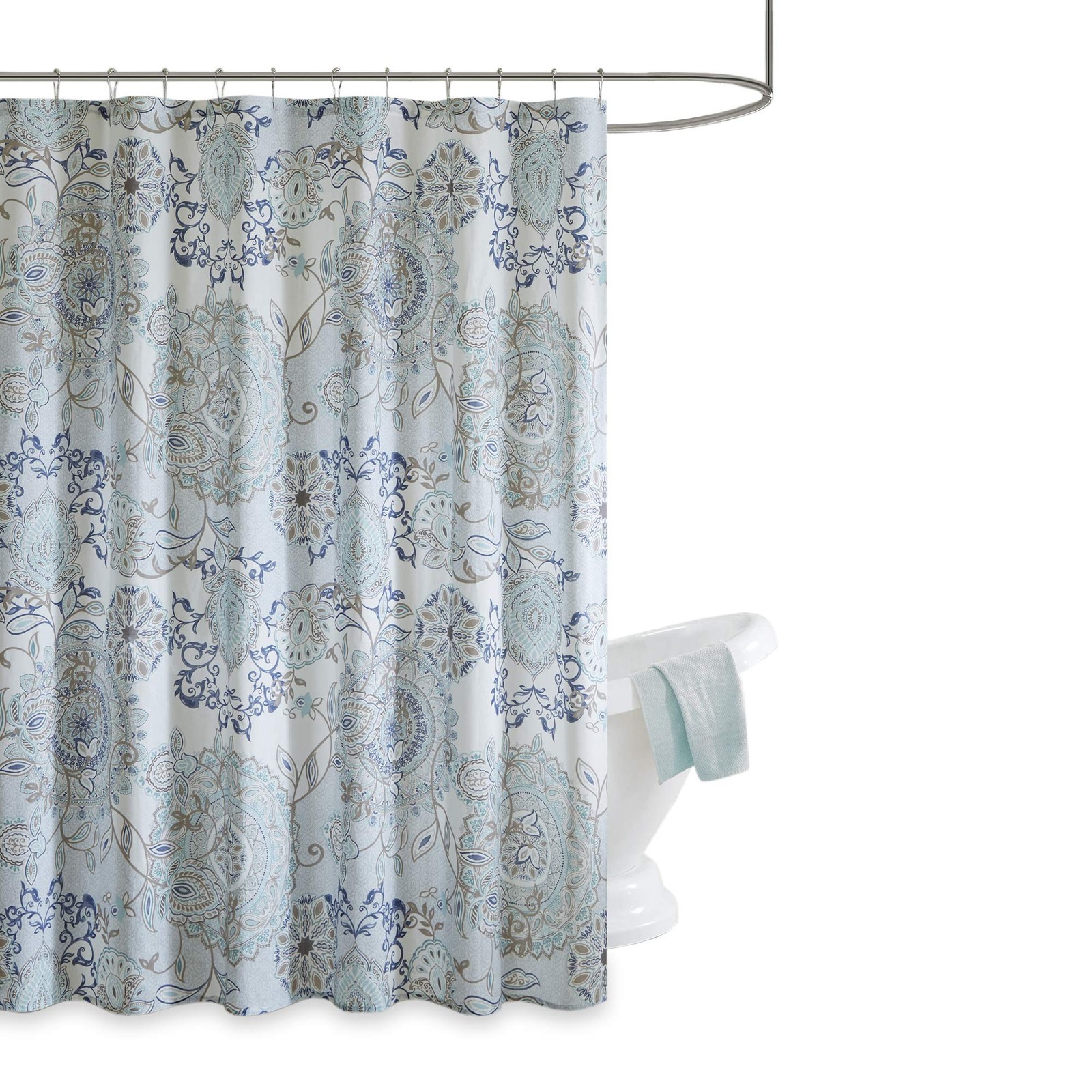 Custom Printed Bath Curtain — custom printed polyester bath curtain detail view