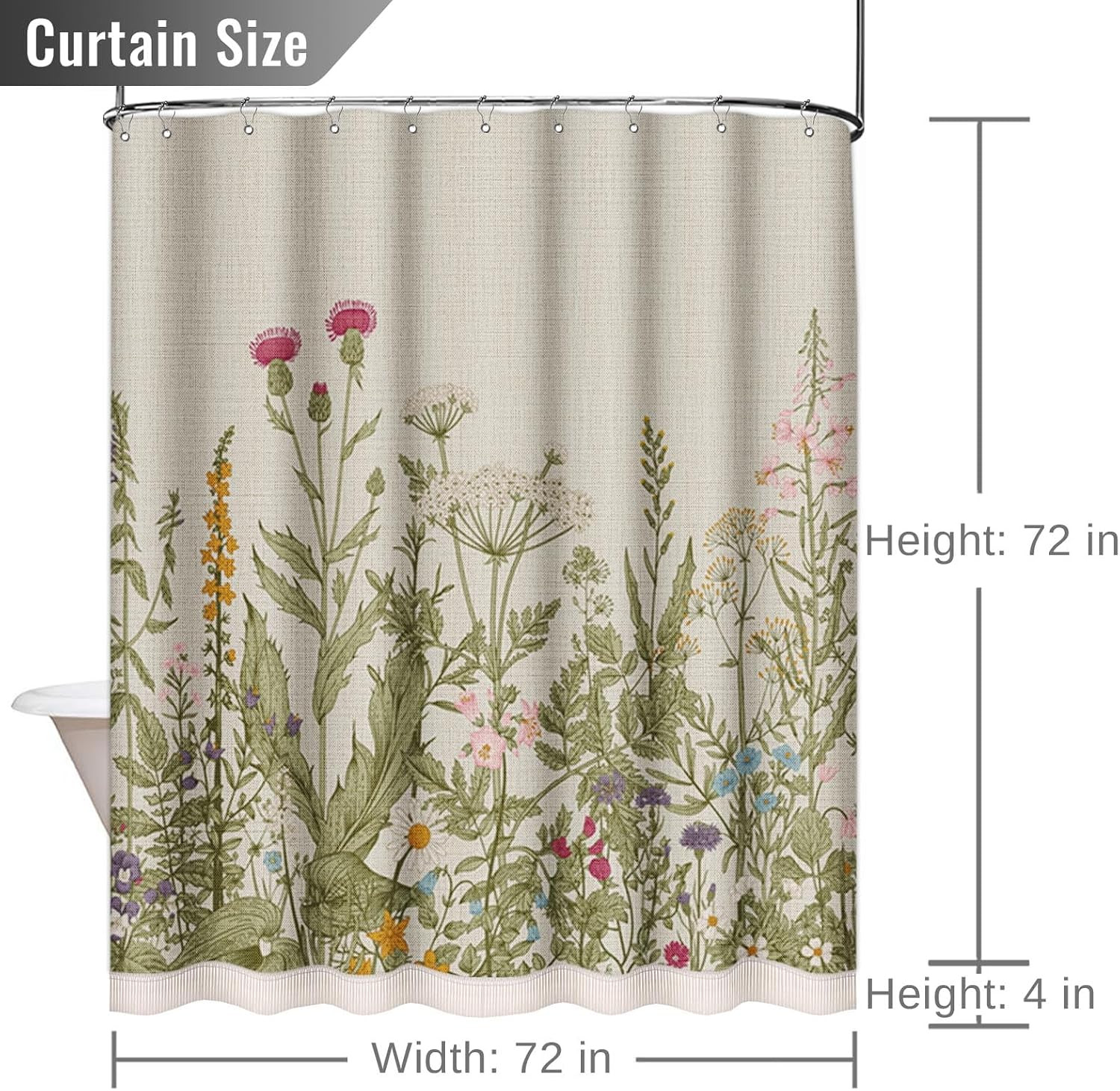 Custom Printed Bath Curtain — custom printed polyester bath curtain detail view