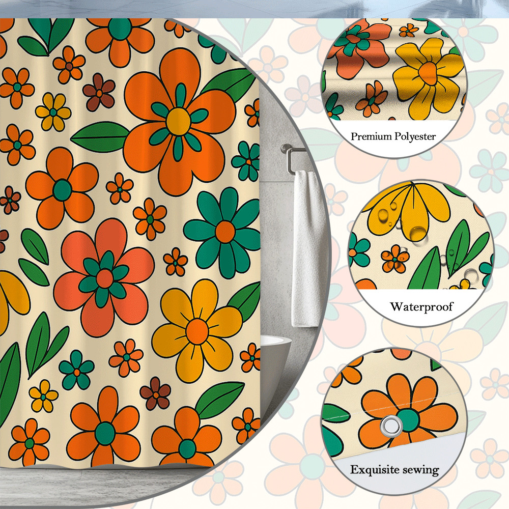 Custom Printed Bath Curtain — custom printed polyester bath curtain detail view