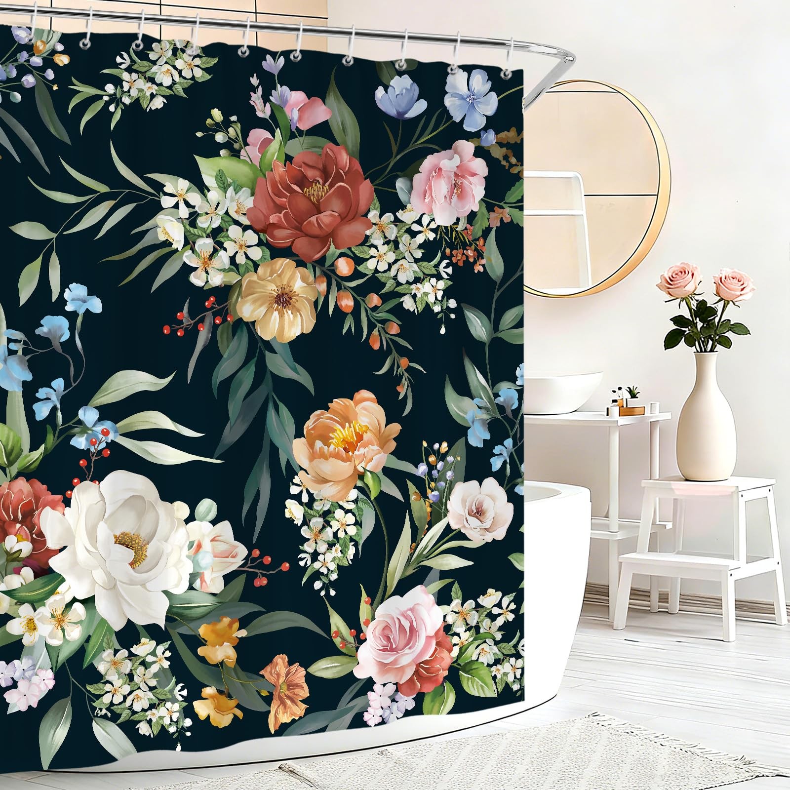 Custom Printed Bath Curtain — custom printed polyester bath curtain detail view