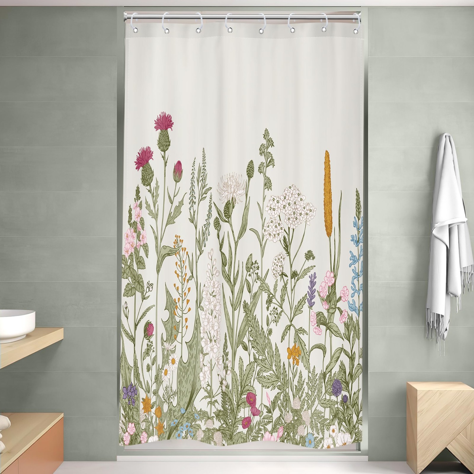 Custom Printed Bath Curtain — custom printed polyester bath curtain detail view