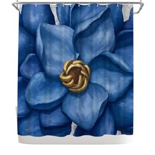 Floral Shower Curtain Flower Pattern Bathroom Decor Blue 72x72 Inch — custom printed polyester bath curtain