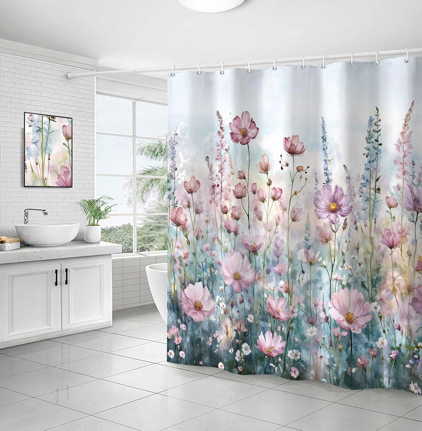 Custom Printed Bath Curtain — custom printed polyester bath curtain detail view