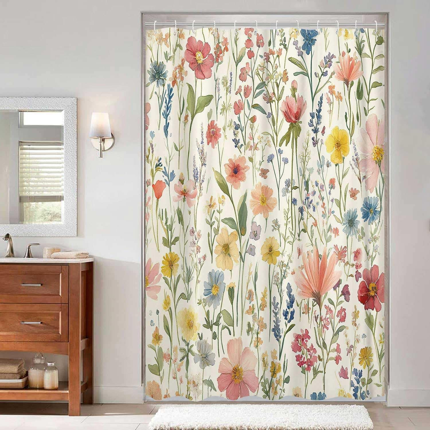 Custom Printed Bath Curtain — custom printed polyester bath curtain detail view