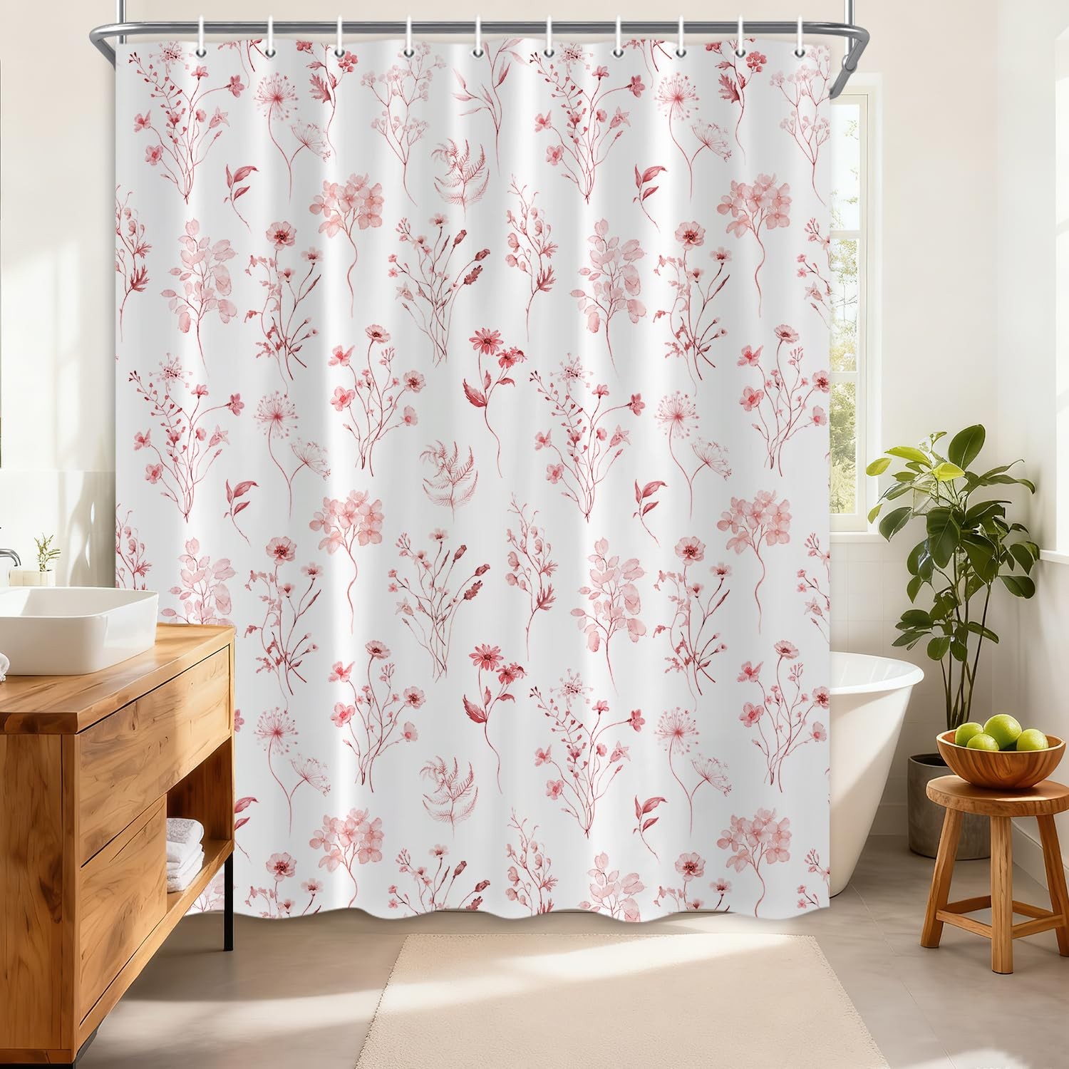 Custom Printed Bath Curtain — custom printed polyester bath curtain detail view