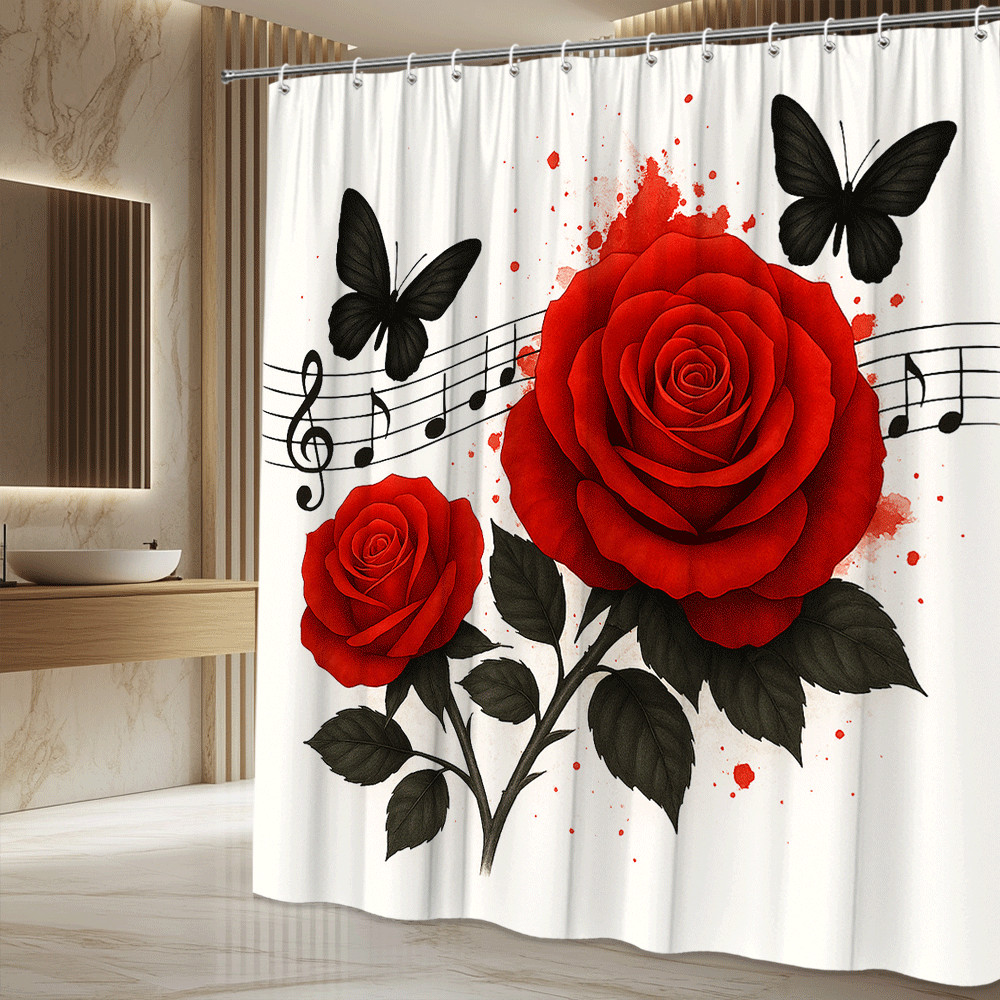Custom Printed Bath Curtain — custom printed polyester bath curtain detail view