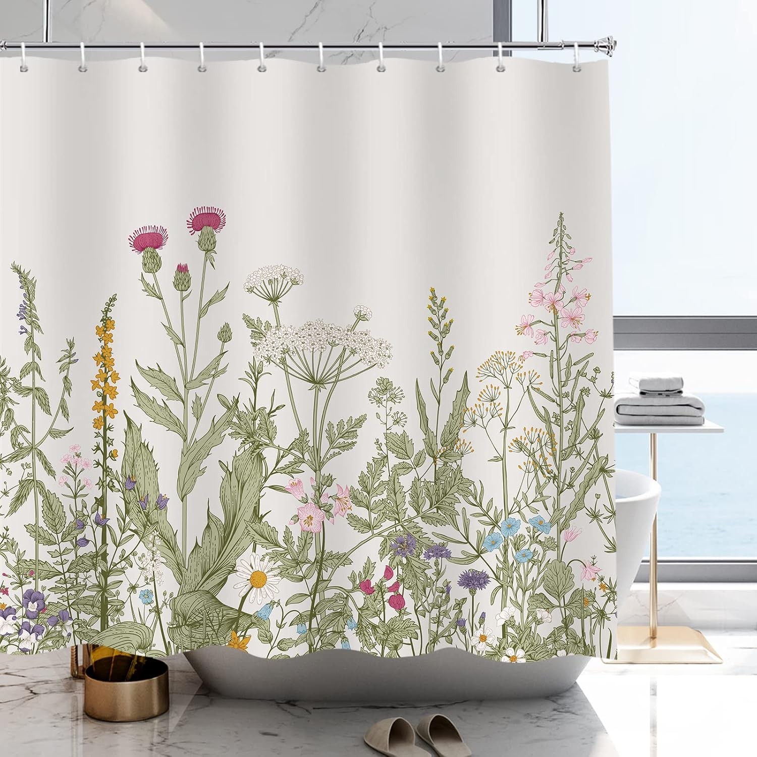 Custom Printed Bath Curtain — custom printed polyester bath curtain detail view