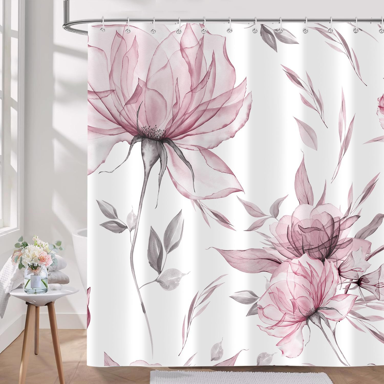 Custom Printed Bath Curtain — custom printed polyester bath curtain detail view