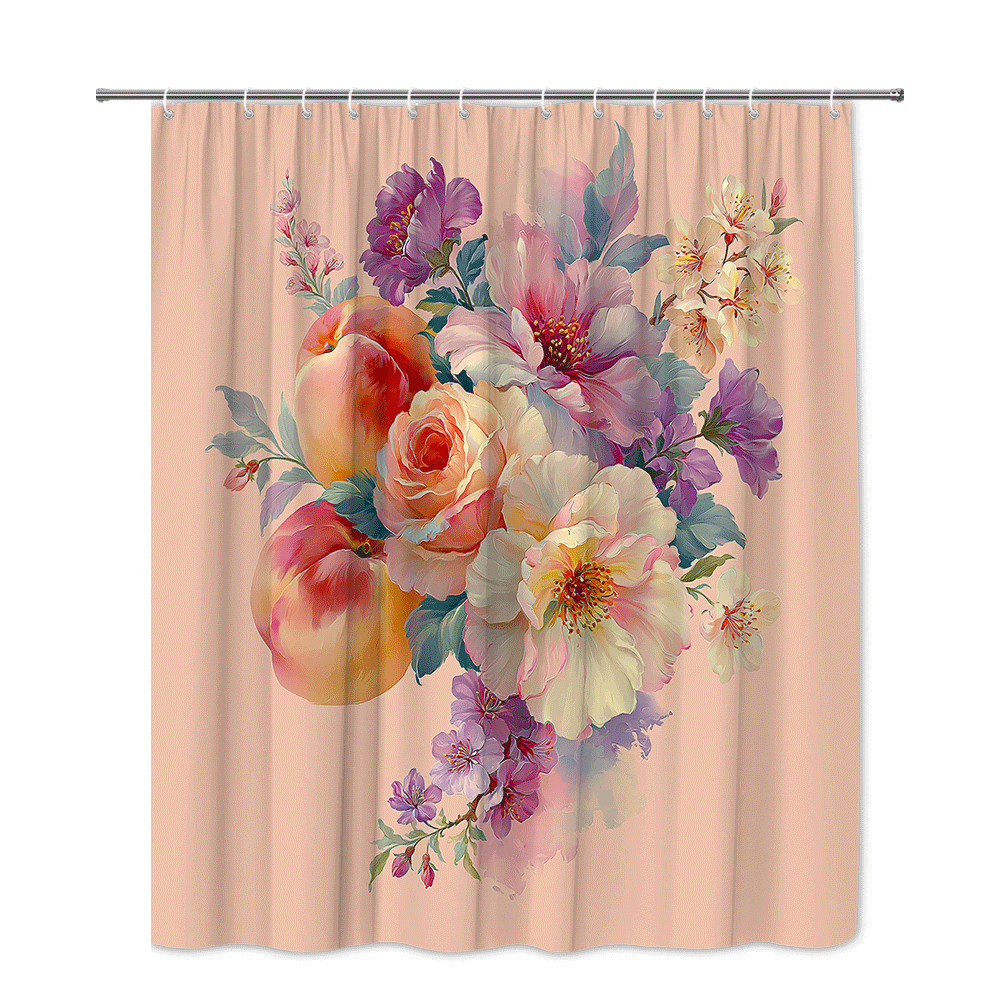 Custom Printed Bath Curtain — custom printed polyester bath curtain detail view