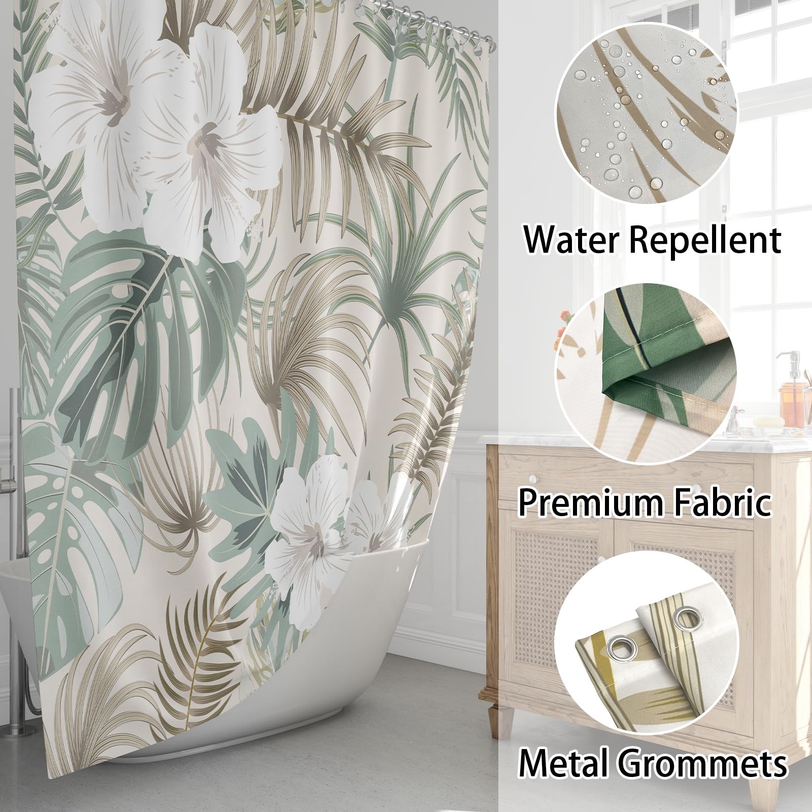 Custom Printed Bath Curtain — custom printed polyester bath curtain detail view