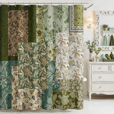 Mocsicka Vintage Boho Shower Curtain Green Retro Floral Shower Curtain for Boho — custom printed polyester bath curtain