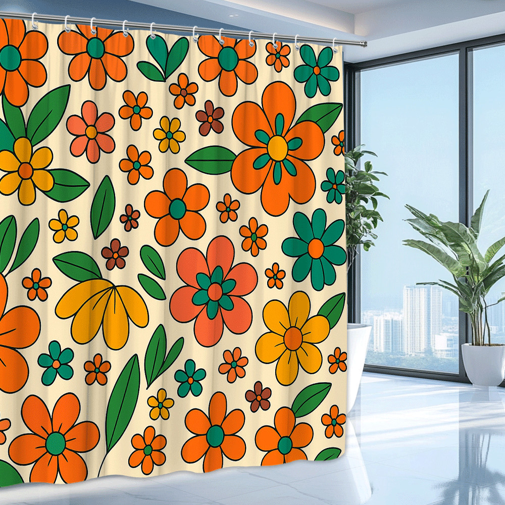 Custom Printed Bath Curtain — custom printed polyester bath curtain detail view
