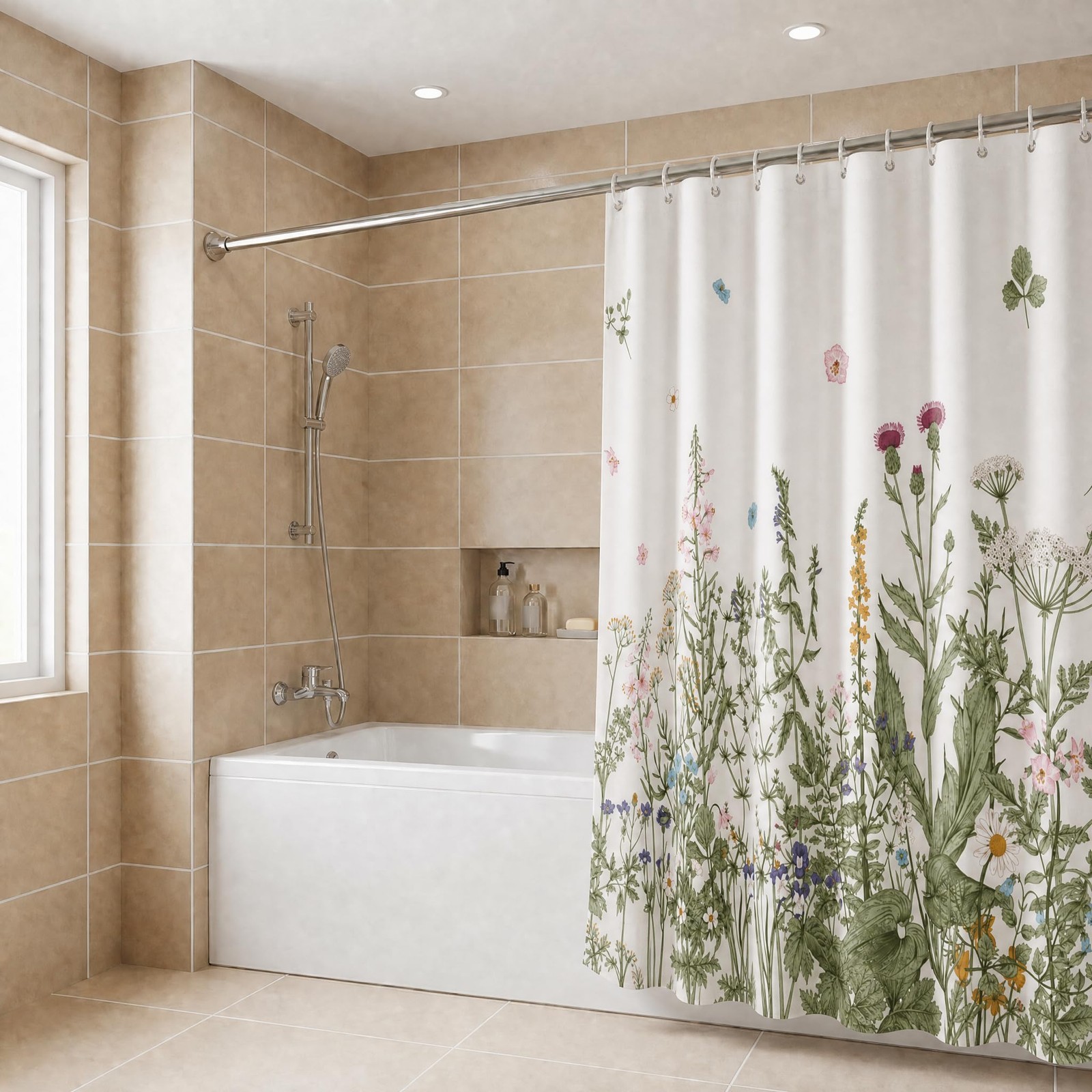Custom Printed Bath Curtain — custom printed polyester bath curtain detail view