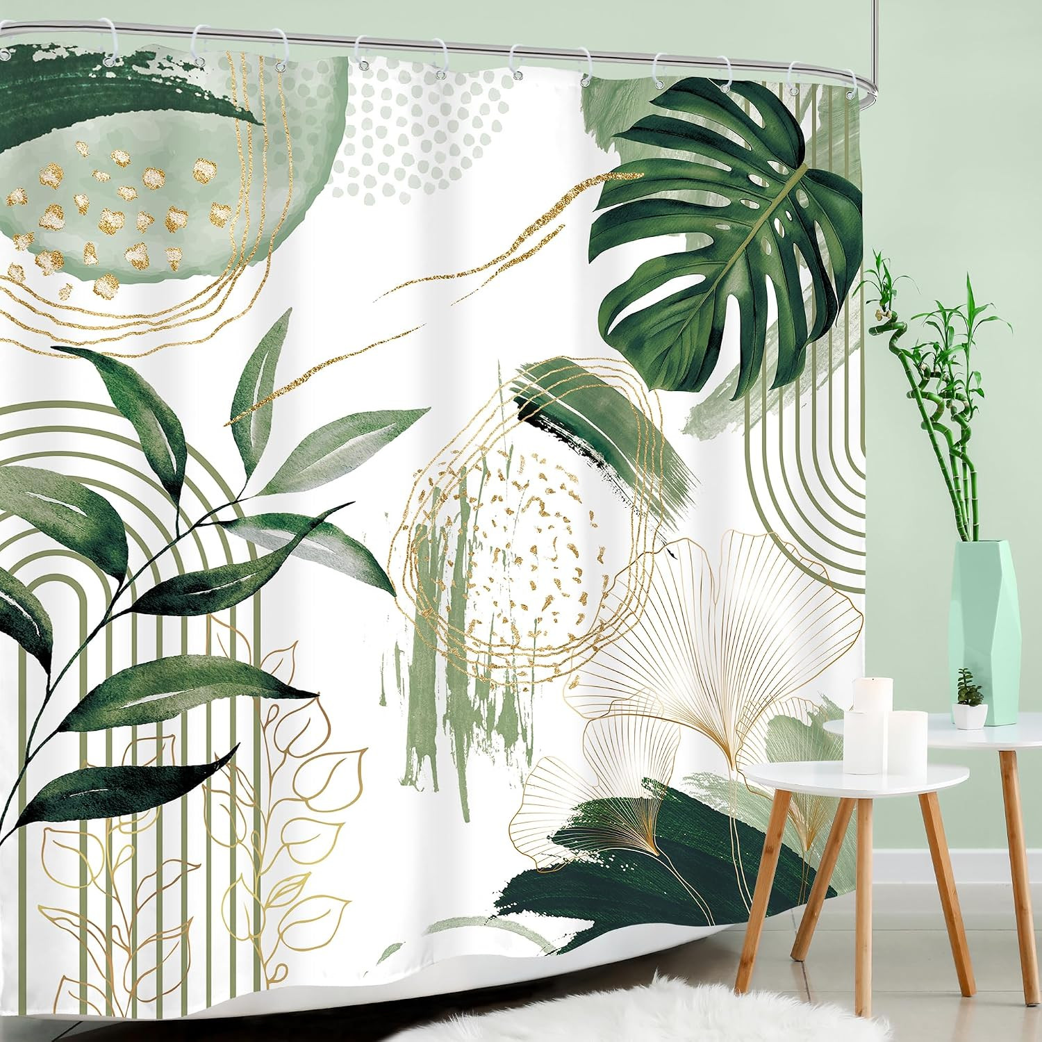 Custom Printed Bath Curtain — custom printed polyester bath curtain detail view