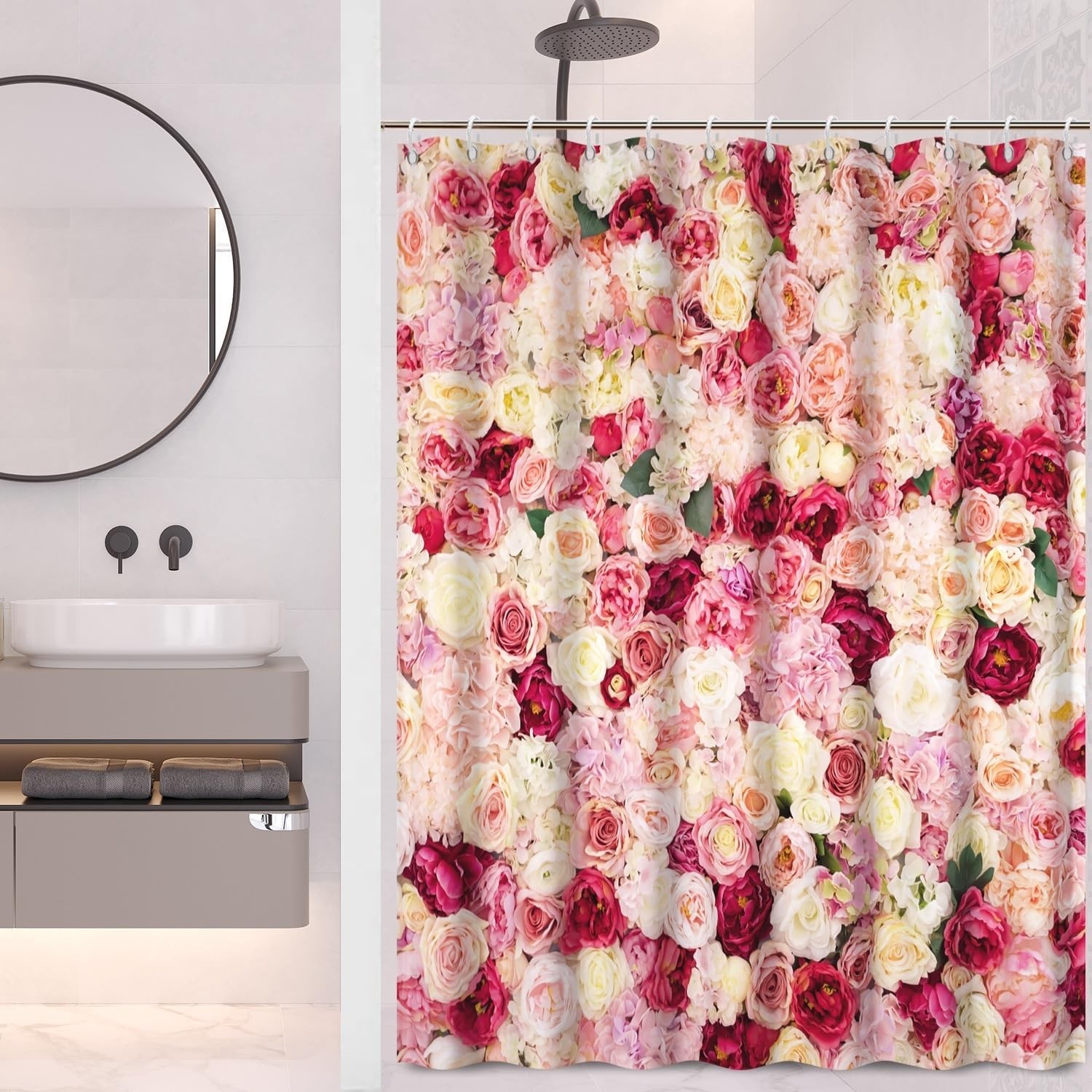 Custom Printed Bath Curtain — custom printed polyester bath curtain detail view