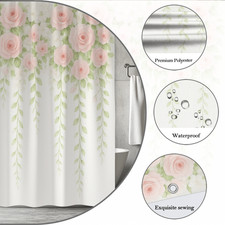 Elegant Pink Rose Shower Curtain - Floral Bathroom Decor — custom printed polyester bath curtain
