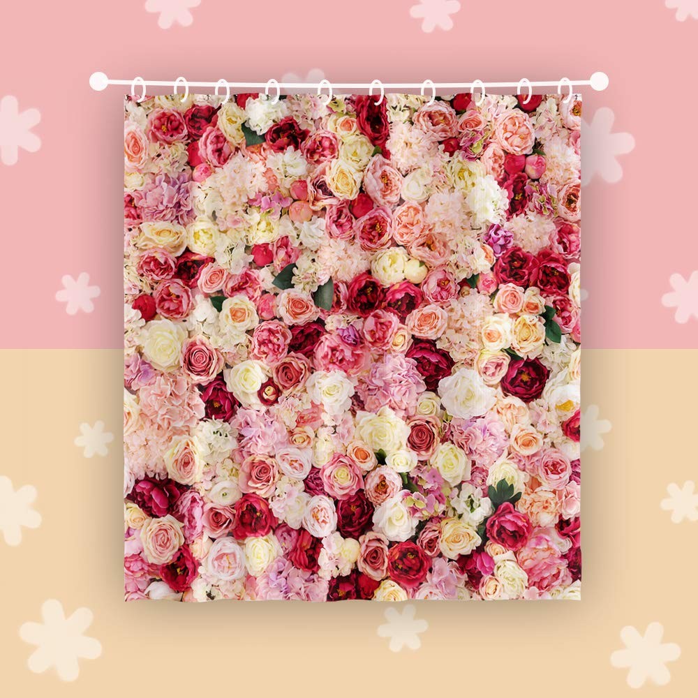 Custom Printed Bath Curtain — custom printed polyester bath curtain detail view