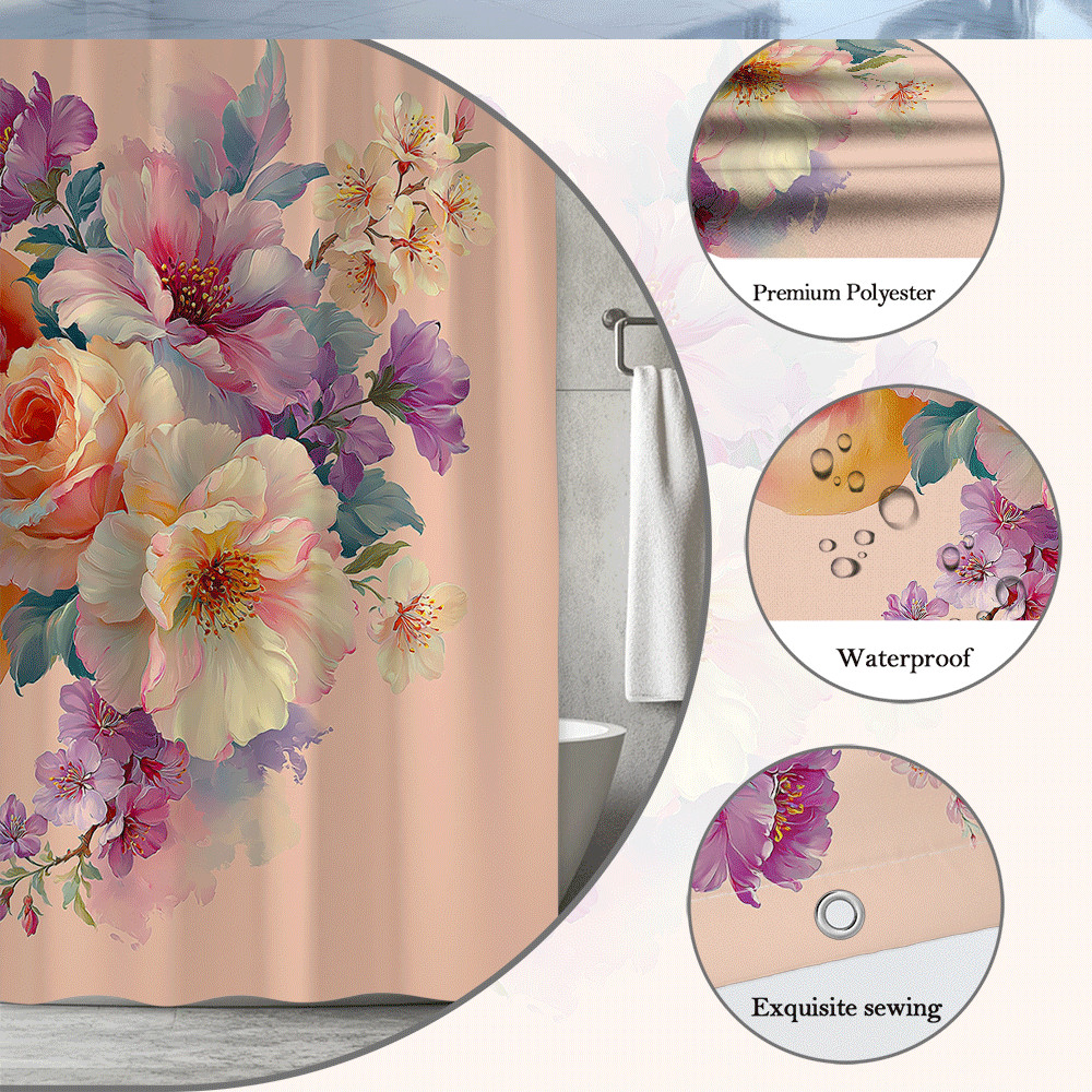 Custom Printed Bath Curtain — custom printed polyester bath curtain detail view