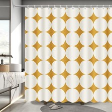 Orange Floral Shower Curtain Vintage Mid Century Modern Abstract Geometric Green — custom printed polyester bath curtain