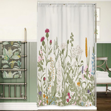 Stall Wildflower Small Half Shower Curtain 36Wx72H Inch Farmhouse Flower Botanic — custom printed polyester bath curtain