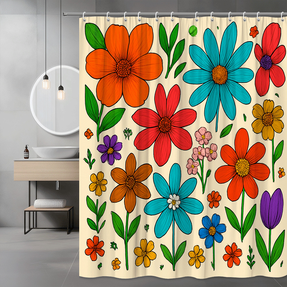 Custom Printed Bath Curtain — custom printed polyester bath curtain