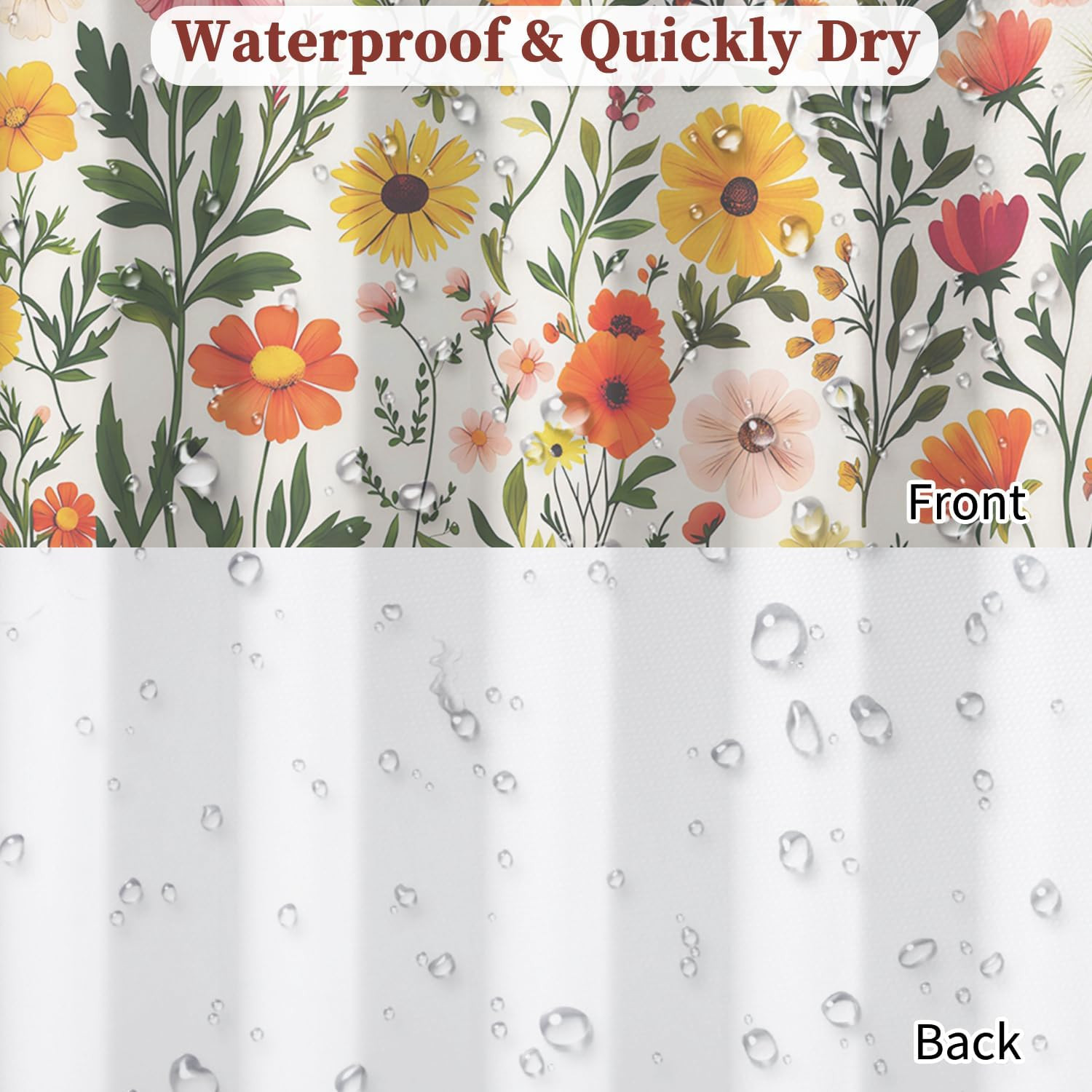 Custom Printed Bath Curtain — custom printed polyester bath curtain detail view