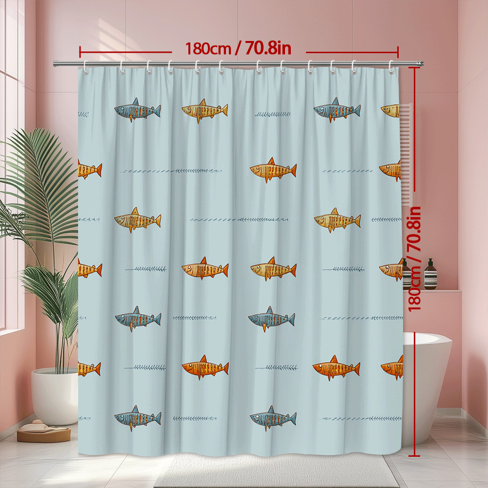 Custom Printed Bath Curtain — custom printed polyester bath curtain detail view