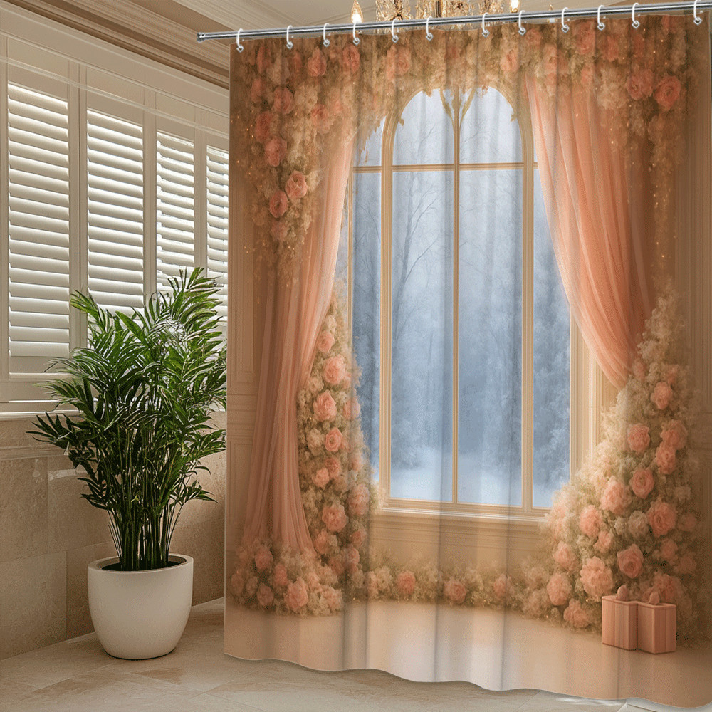 Custom Printed Bath Curtain — custom printed polyester bath curtain detail view