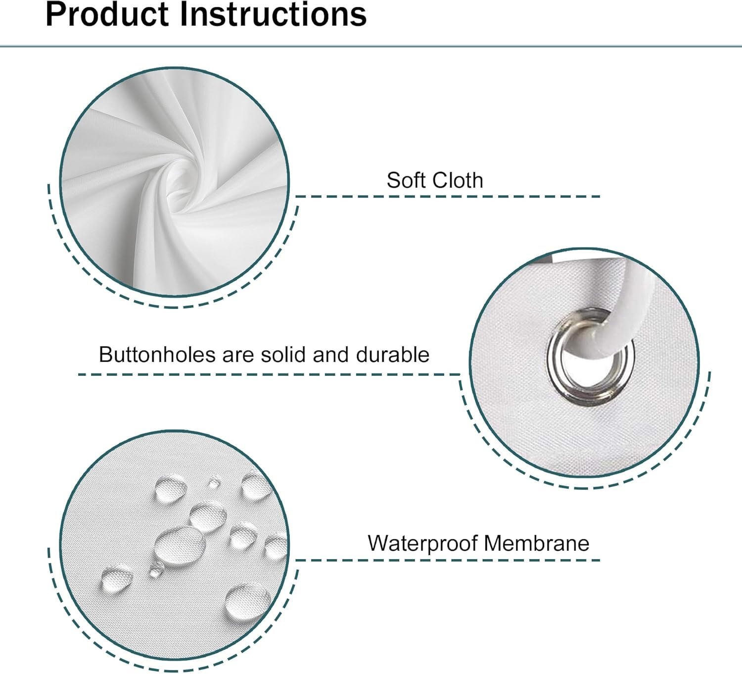 Custom Printed Bath Curtain — custom printed polyester bath curtain detail view